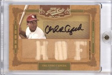 ORLANDO CEPEDA 2008 DONRUSS PLAYOFF #9 TRIPLE GAME USED BAT RELIC AUTO 7/10 HOF
