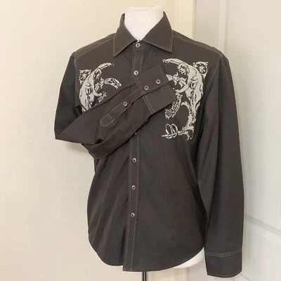 HOUSE OF LORDS El Chapo Narco Shirt Men Sz M Brown Long Sleeve Casual Western - Image 1 of 4