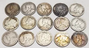 Lot 26 kanadische 10-Cent-Münzen 925 Sterling & 800 Silber George V 1913-1936 - Bild 1 von 20