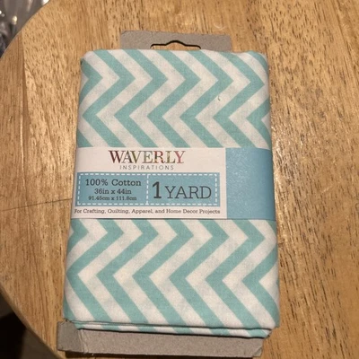 Nueva tela Waverly Inspirations 1 yarda verde azulado en zig zag 1 yarda Foto 1 de 2
