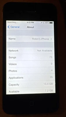 iPhone 4 Black (Verizon) A1349 16GB CDMA Fast Ship Good Used IOS 7.1.2 35 Apps - Image 1 of 4