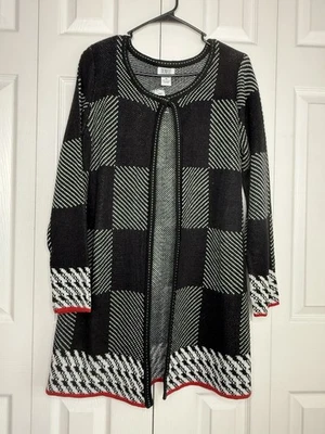 Monroe and Main Cárdigan Suéter Frente Abierto Cuadros Pata de Gallo Parche Para Mujer Talla M Foto 1 de 4