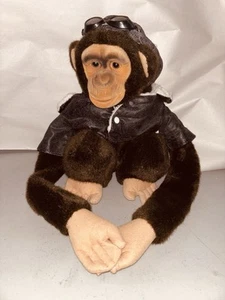 HOSUNG 1994 Chimp Puppet Brown 12" Plush Full Body Long Arms & Squeaker Monkey - Picture 1 of 17