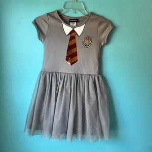 HARRY POTTER Girls Dress glitter Costume Hermione Gryffindor Size 7-8 Sequin tie - Picture 1 of 6