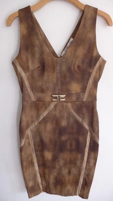 Elisabetta Franchi Golden Bodycon Silk Lined Knee Length Dress, Size UK 10-12 - Image 1 of 4