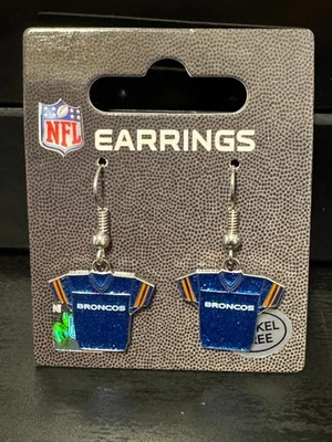 NFL Denver Broncos Logo Camiseta Azul Pendientes Colgantes Sin Níquel Foto 1 de 3