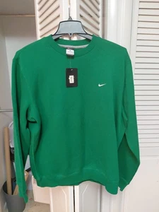 Vintage Nike Crew Pine Green Mens XL Swoosh Fleece Poly Pullover Sweatshirt NWT - Picture 1 of 8