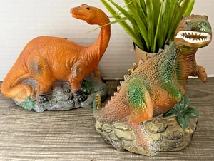 VTG 1987 World Importing Tyrannosaurus Rex & Brontosaurus Banks w/stoppersTaiwan - Picture 1 of 7