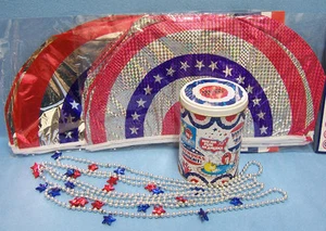 Collar Banner Bunting M&M Caramelo Lata 4 Cuentas Estrella 4 de Julio Rojo Blanco Lote 7 - Imagen 1 de 6
