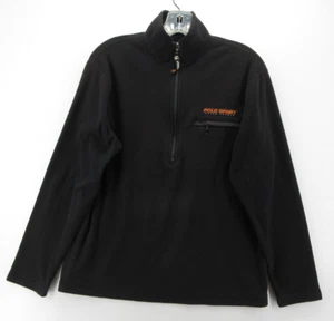VINTAGE Ralph Lauren Polo Sport Sweatshirt Men Medium Black Fleece 1/4 Zip 90s - Picture 1 of 11