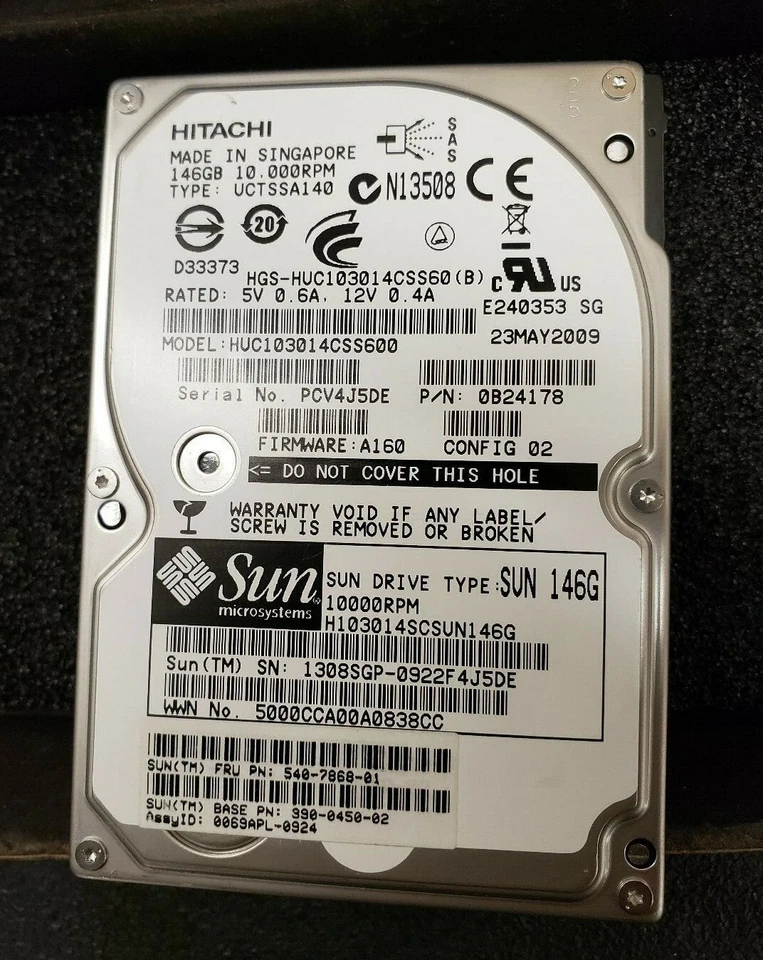 HITACHI HUC103014CSS USTAR C10K300 147GB 10000RPM 64MB BUFFER SAS 6GB 2.5" HDD - Image 1 of 3