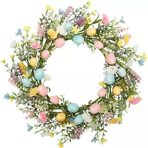 18 Inch Easter Wreath Artificial Easter Egg Wreath for Front Door Easter Door Wr - Picture 1 of 12