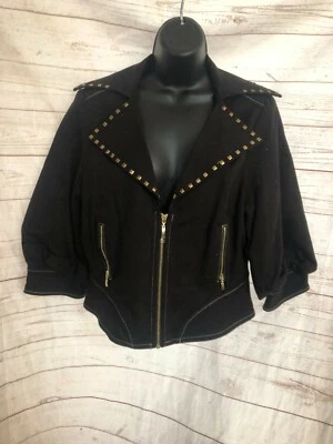 Hot in Hollywood Women’s Jacket Black Studs Trim Collar Size S Small - Image 1 of 4