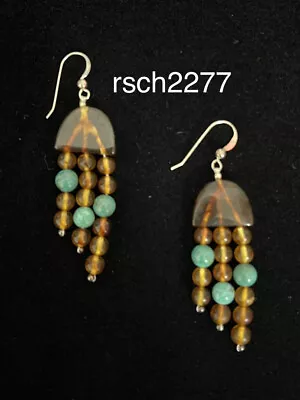 Jay King Sterling Silver Amber and Turquoise Drop Earrings-Pierced-NWT - Image 1 of 2