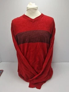 Chaps Jumper Mens Red Knitted Sweater SIZE XL .V Neck Pullover - Picture 1 of 4