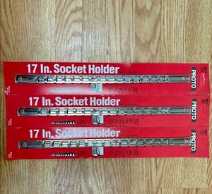 Stanley PROTO 1/4" Drive Socket Holder Bar with 16 Clips 17" Long 2571 Set of 3 - Picture 1 of 9