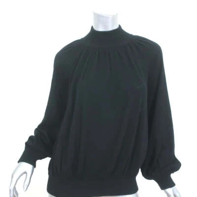 Co Cashmere Mock Neck Sweater Black Size Small Blouson Sleeve Pullover - Image 1 of 4