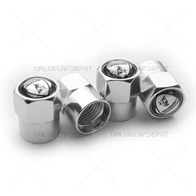 Tapas de válvula de aire de neumáticos para llantas de coche Lamborghini de ajuste hexagonal 4 piezas vástago cubierta antipolvo plateada Foto 1 de 4