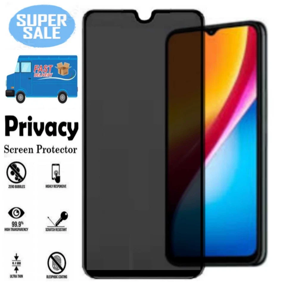 Privacy Screen Protector For Motorola G20 G30 G10 X30 Tempered Glass Cover - Image 1 of 4