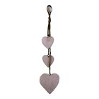 Three Hearts Wooden Hanging Decor Shabby Chic Rustic Light Wood Ornament Gift