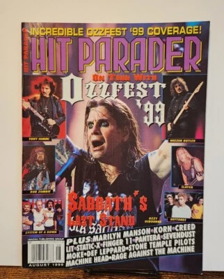 Hit Parader Magazine Aug 1999 OZZY Slayer Black Sabbath Pantera Machine Head - Image 1 of 4