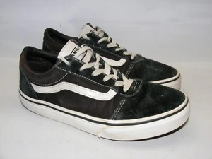 Vans Youth Kids Size 4.5 Black White Suede Canvas Lace Up Athletic Shoes - Picture 1 of 12