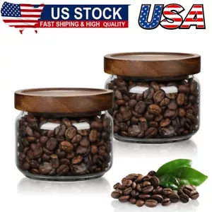 2PCS Small Glass Storage Jars with Airtight Lids,11fl oz (300ml)coffee container - Picture 1 of 7