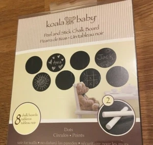 Peel & Stick Chalk Board Wall Decor Set of 8 Black Circles Dots Koala Baby - Picture 1 of 8