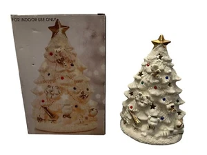 Albero di Natale vintage illuminato porcellana avorio e bordo oro JCPenny lampadina mancante - Foto 1 di 4