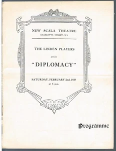 PROGRAMA NUEVO TEATRO ESCALA 1929 DIPLOMACIA - UN ARTÍCULO ELEGANTE - Imagen 1 de 2