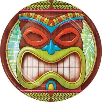 CREATIVE CONVERTING Tiki Time 7 Inch Paper Plates 8 Pack Tableware Luau Hawaiian Supplies Decoration
