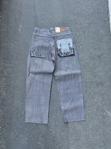 Vintage Y2K NWT Knobetta Denim Embroidered Silver Denim Jeans Men’s Size 36x32 - Picture 1 of 17