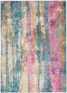 5' X 7' Pink And Blue Abstract Power Loom Area Rug - Picture 1 of 5
