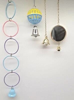 EUROPET BERNINA Vogelspielzeug Set Spiegel Glocke Kletterkette messing Wellensittich Kletterball