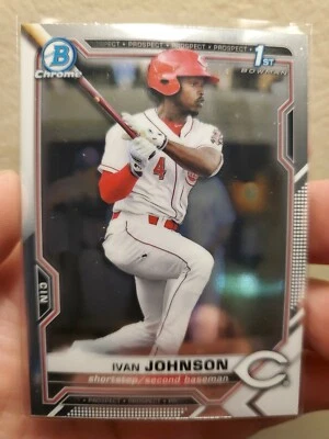 2021 Bowman Chrome 1st Ivan Johnson BCP-149 Reds - Image 1 of 2