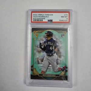 Julio Rodriguez Rookie 2022 Triple Threads Aquamarine PSA 8 - Picture 1 of 6