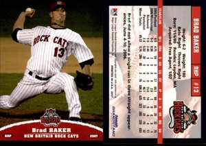 Brad Baker 2007 Grandstand New Britain Rock Cats #2 Card *AutographDen*