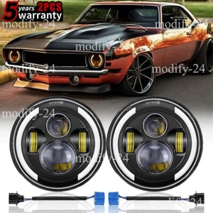 Pair Fit Chevrolet Camaro Z28 1970 1971 1972 1973 1974 7" Round Led Headlights - Picture 1 of 15