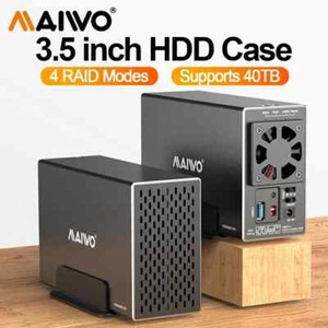 3.5 In HDD Case SATA RAID Storage Enclosure Dual Bay Hard Drive Docking Station - Picture 1 of 15