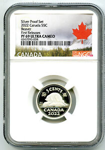 2022 CANADA 5 CENT .9999 SILVER PROOF NICKEL NGC PF69 UCAM FIRST RELEASES 