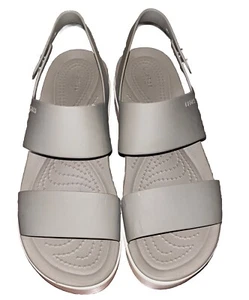 Crocs Brooklyn Women's Size 7 Lite Ride Low Wedge Taupe Platform Sandals - Picture 1 of 9