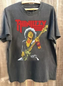 Thin Lizzy PHIL LYNOTT short sleeve classic retro charcoal color shirt BTN157 - Picture 1 of 3