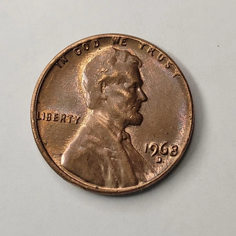 1968 D Lincoln Memorial Penny DDO Doubled Die Strike Error Coin L Close to Rim Cover