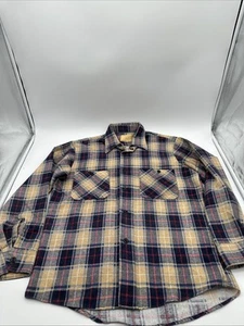 Camicia da lavoro vintage anni 70 Sears Perma-Prest in flanella a quadri media fondo di magazzino - Foto 1 di 8