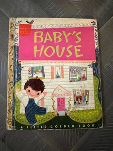 RARE Golden Paper Spine 1950 Little Golden Book #80 BABY'S HOUSE 1st Ed "A" - Bild 1 von 23