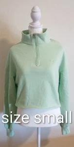 EUC Hollister Crop Zipper Sweater Pastel Neon Green Long Sleeve Size Small - Picture 1 of 8