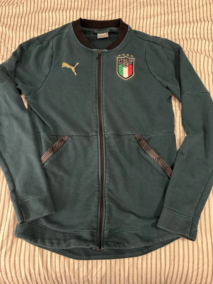 Chaqueta de bombardero ligera con cremallera completa de fútbol Puma Italia para hombre talla grande turquesa Foto 1 de 4