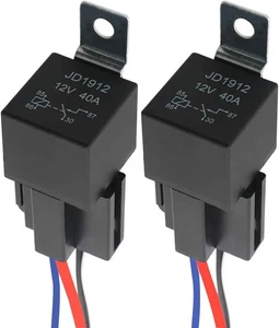 2 Pieces 4 Pin Car Relay, 12V 40A SPST Automotive Relay with Harness Socket and - Picture 1 of 6