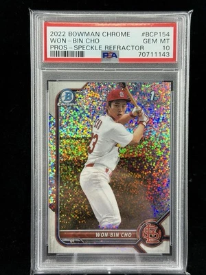 2022 Bowman Chrome Prospects Speckle Refractor /299 Won-Bin Cho PSA 10 GEM 1st - Image 1 of 2