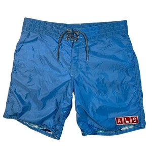 Authentic VTG Birdwell Beach Britches Nylon Surf Shorts Blue 90s Unique ALS 36 - Picture 1 of 8